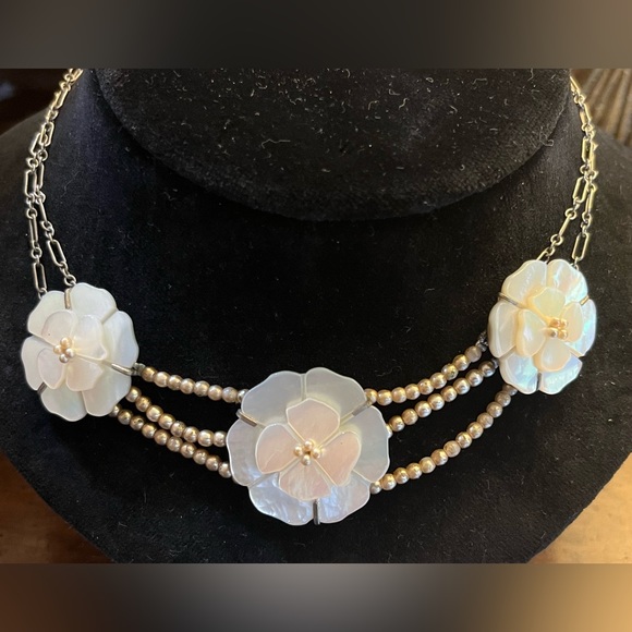Vintage Chanel Camellia and Pearl Necklace - Picture 1 of 4